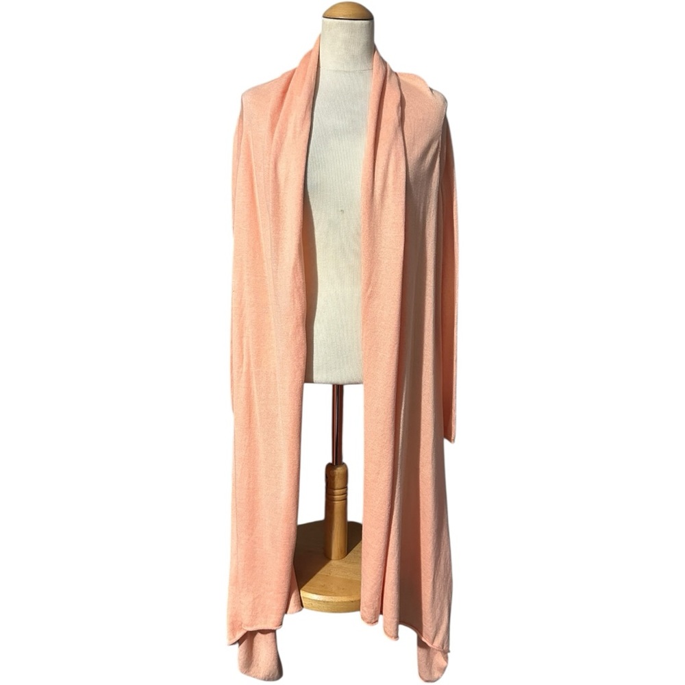 DKNY Open Front Duster Cardigan Sweater Peach Size Small
